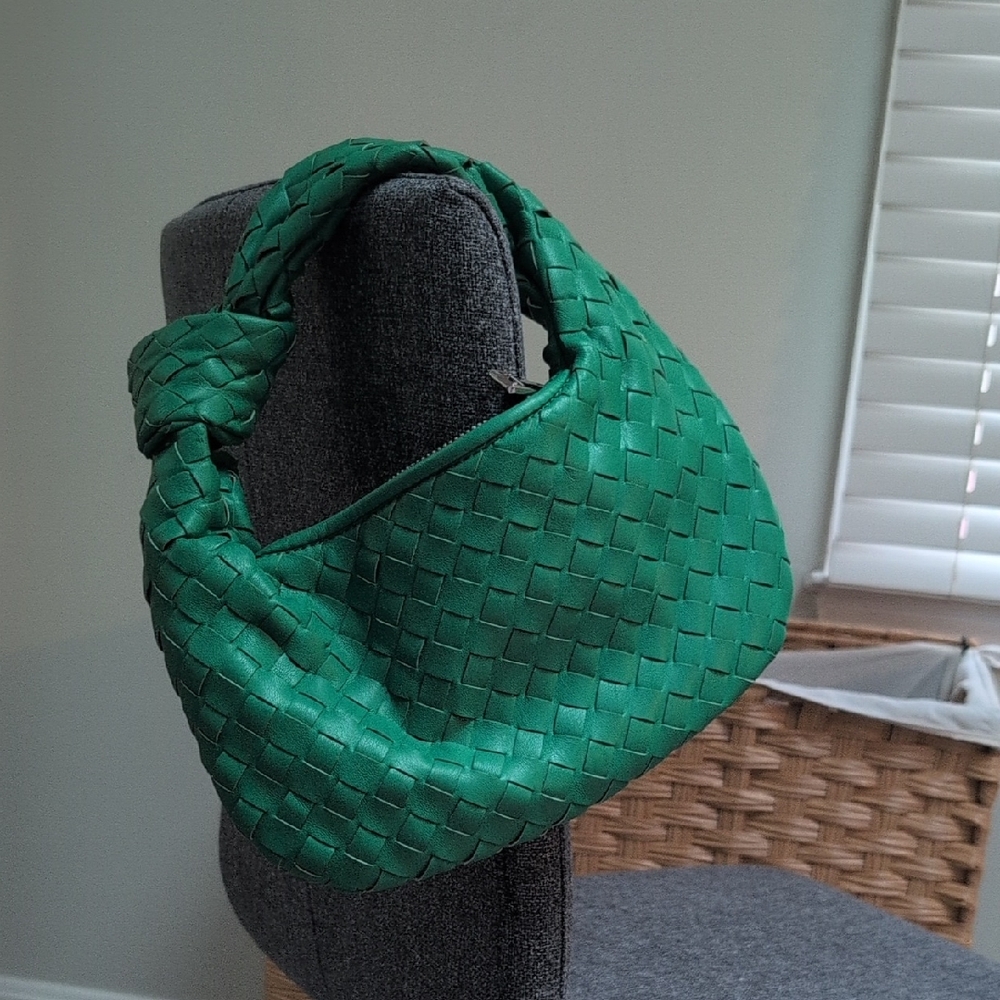 Amazon Green Woven Hobo Bag with Knotted Handle